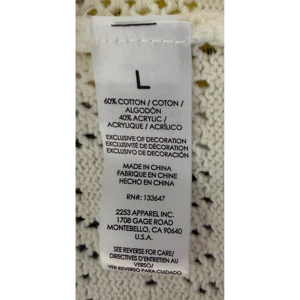 Celebrity Pink Bridgerton Square Neck Cardigan Cream Lace Pointelle Sweater L - Picture 7 of 9